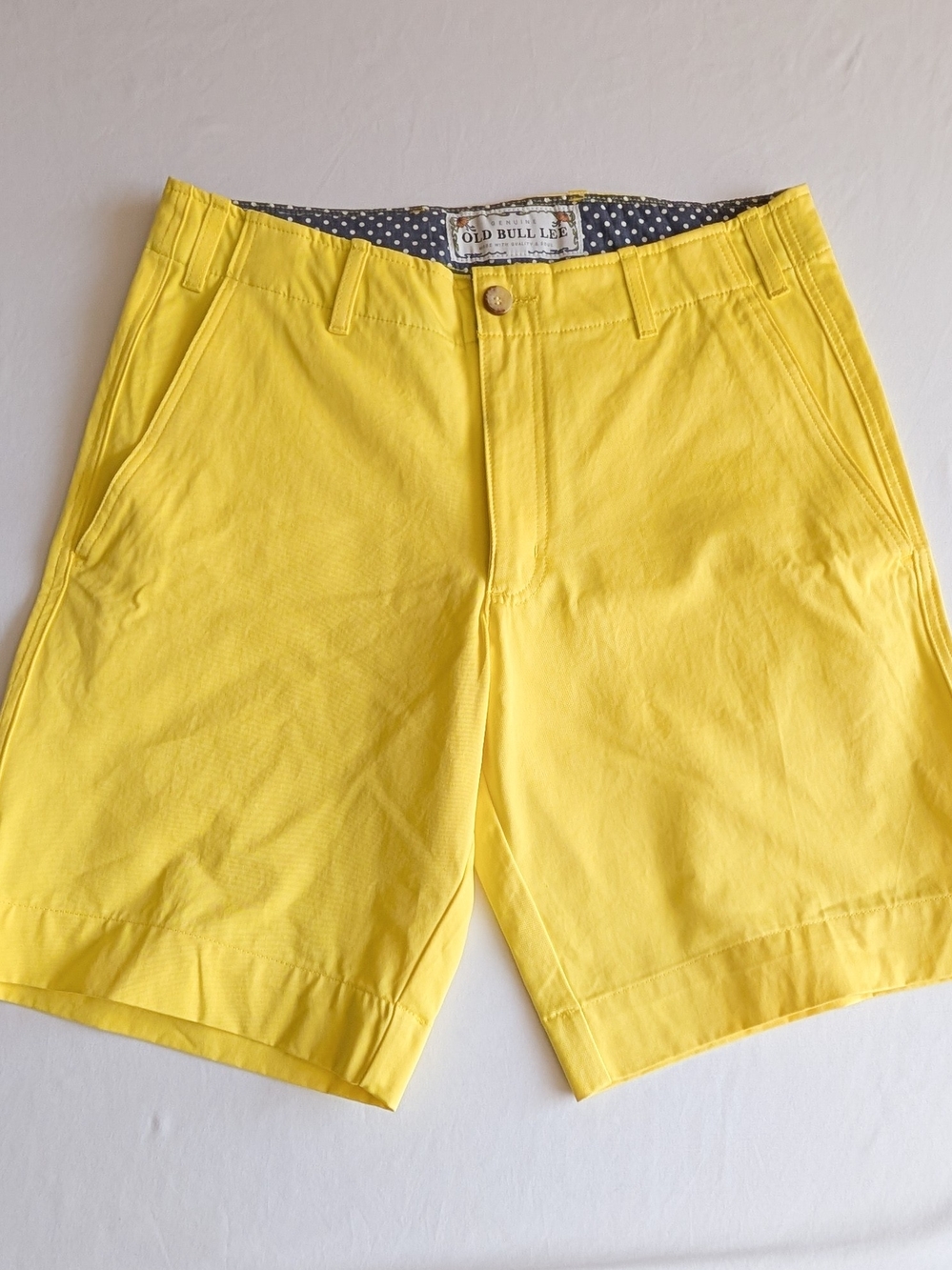 Old Bull Lee - Mens Size 34 Yellow Lemon Poplin Short, Cotton Casual Active